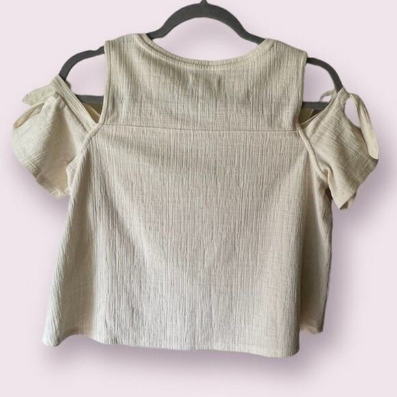 Madewell Cream Linen Like Cold Shoulder Top Size S - Picture 2 of 6